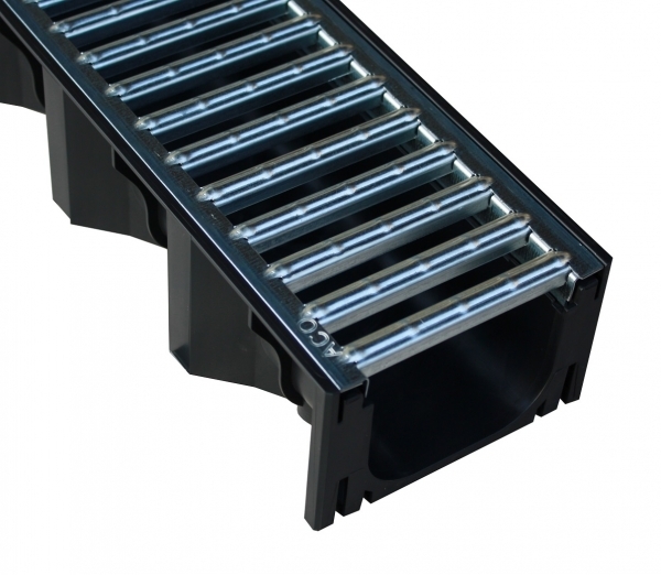 ACO Hexaline 2.0 Rinne schwarz 1 Meter Stegrost Stahl verzinkt