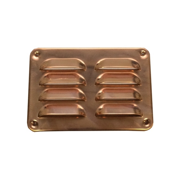 Lüftungsgitter aus Kupfer 130 x 90 mm, incl. Insektenschutz, Schrauben und Dübel