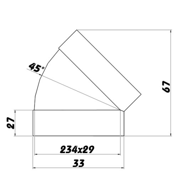 Flachkanalbogen senkrecht 45 Grad System 100 superflach