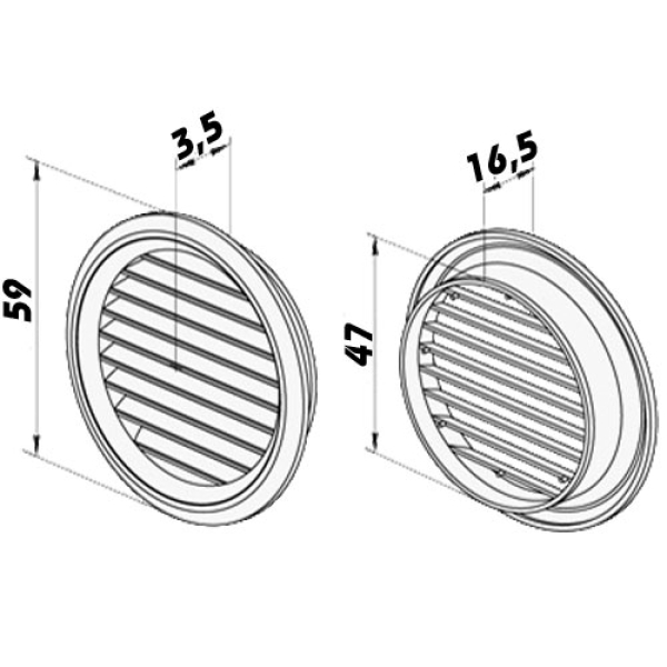 Möbellüfter rund weiss Stutzen 47 mm