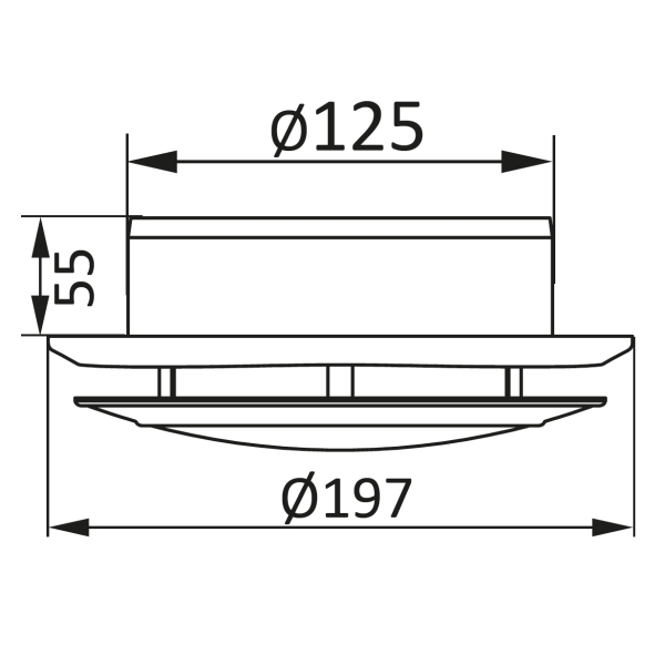 Skizze Zuluft Tellerventil PVC weiß System 125