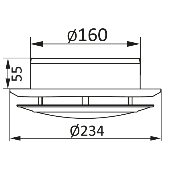 Skizze Zuluft Tellerventil PVC weiß System 160